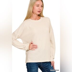 Zenana Double Knit Round Neck Long Sleeve Top